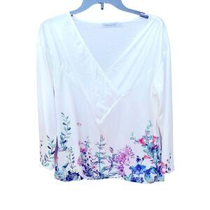 Floral Long Sleeve Top Blouse MissLook Size Large
